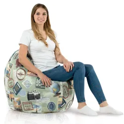 Bodenkissen Rund Monaco 90 cm Print-Stoff | Italpouf