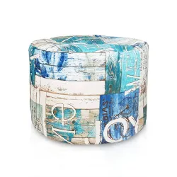Pouf Runder Sitzhocker Zylinder - Premium Print-Stoff