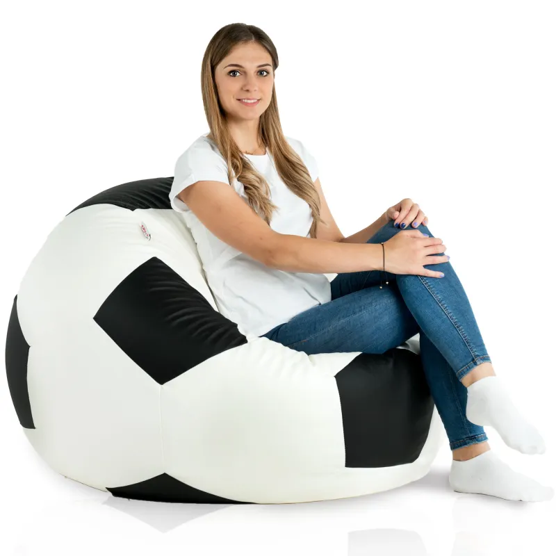 Schwarz Sitzsack Fußball Kunstleder